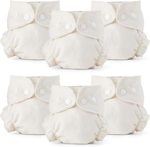 Esembly Cloth Diaper Inner - Organic Cotton Fitted Diaper- Soft, Ultra-Absorbant, Trim-Fitting Layer to Pair with Waterproof Outer for Blowout-Proof Diapering - 3-Pack, Size 1 (7-17lbs) in Saudi Arabia