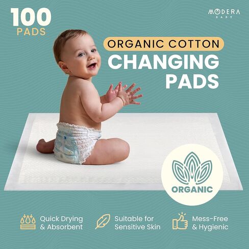 القطن العضوي يمكن التخلص من بطانات وسادة تغيير | كبيرة 18 × 24 yomoallergenic فائقة الامتصاصات ومقاومة للماء ناعمة ، مبطن لطاولة حفاضات الأطفال والسفر ، دليل تسرب وخالية من الفوضى [50 حزمة] in Kuwait