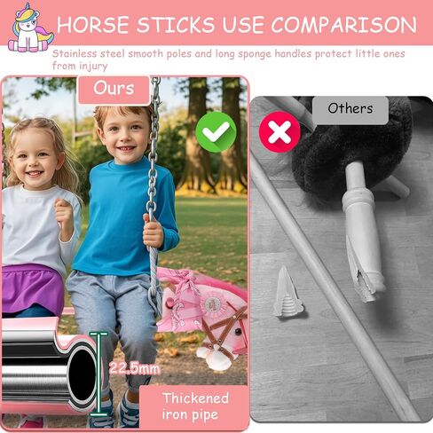 Hobby Horse on a Stick,30 to 50In Stick Horse for Kids 3-12 Years Plush Handcrafted Party Cowgirl Music Pink Pony Horse Toy with Illuminated Wheel Stainless Steels Soft Sponge Handle (Pink) in Kuwait