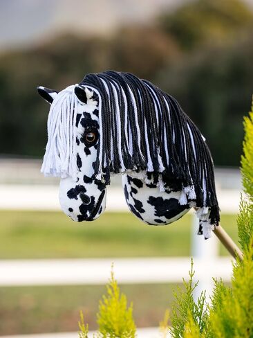 LeMieux Hobby Horse Dakota - Black and White Appaloosa - Realistic Head - Perfect for Kids in Saudi Arabia