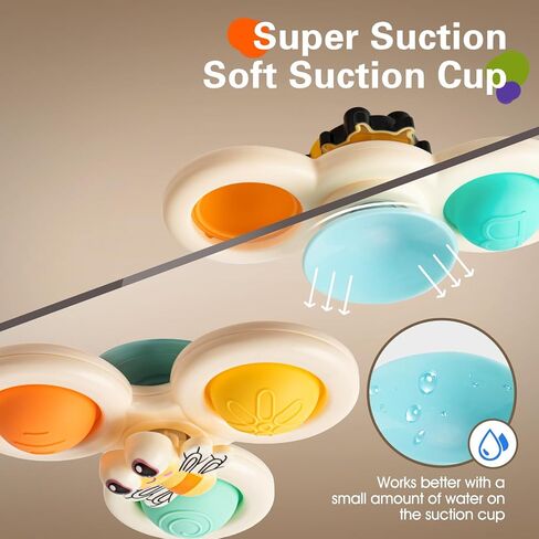TOHIBEE 3-Piece Suction Cup Spinner Toys for 1-3 Year Old Boys & Girls - Spinning Sensory Toys for Toddlers 12-18 Months - First Birthday Gifts in Saudi Arabia