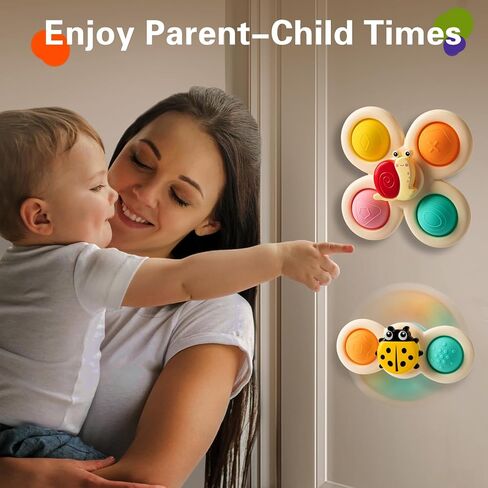 TOHIBEE 3-Piece Suction Cup Spinner Toys for 1-3 Year Old Boys & Girls - Spinning Sensory Toys for Toddlers 12-18 Months - First Birthday Gifts in Saudi Arabia