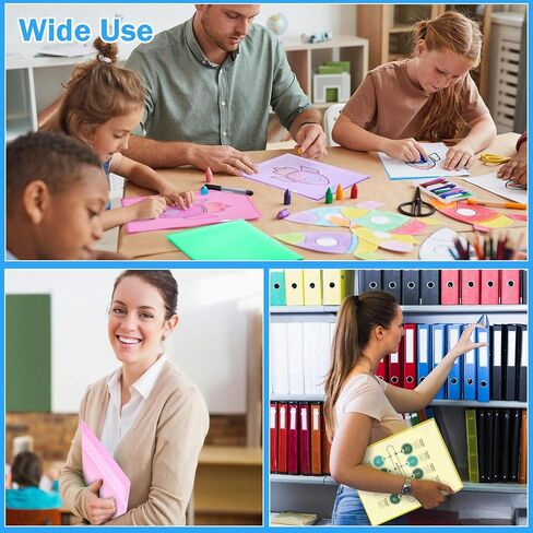 Fainne 100 Pack Plastic Document Folders Colored Clear File Folders Plastic Pockets Sleeves Letter Size 8.7 x 12.2 Inches A4 Assorted Colors for School Office Supplies in Kuwait