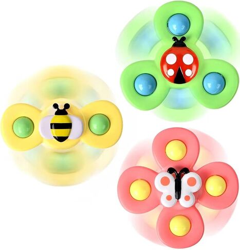 TOHIBEE 3-Piece Suction Cup Spinner Toys for 1-3 Year Old Boys & Girls - Spinning Sensory Toys for Toddlers 12-18 Months - First Birthday Gifts in Saudi Arabia