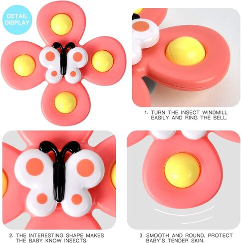 TOHIBEE 3-Piece Suction Cup Spinner Toys for 1-3 Year Old Boys & Girls - Spinning Sensory Toys for Toddlers 12-18 Months - First Birthday Gifts in Saudi Arabia