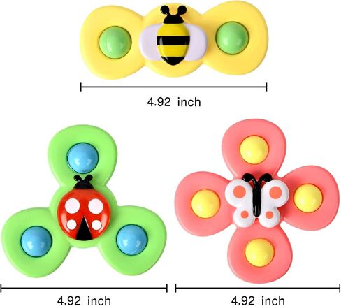 TOHIBEE 3-Piece Suction Cup Spinner Toys for 1-3 Year Old Boys & Girls - Spinning Sensory Toys for Toddlers 12-18 Months - First Birthday Gifts in Saudi Arabia