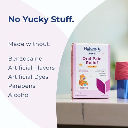 Hyland's Baby Nighttime Soothing Tablets with Chamomilla, Natural Relief of Oral Discomfort, Irritability, and Swelling, Up to 62 Doses (Pack of 1, 125 Count Total) in Saudi Arabia