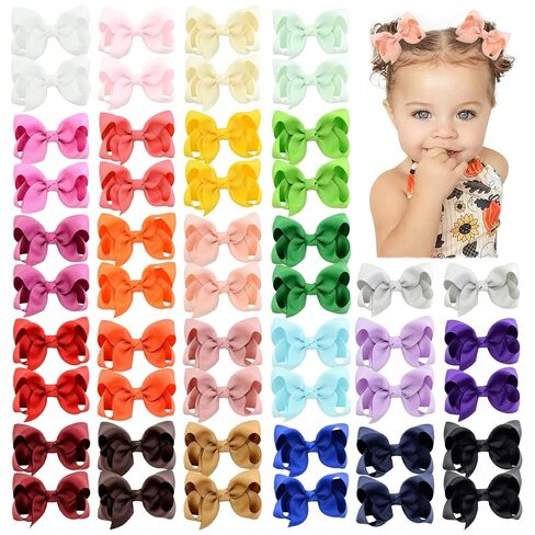 40PCS 4.5 Inch Hair Bows for Girls Grosgrain Ribbon Toddler Hair Accessories with Alligator Clips for Toddlers Baby Girls Kids Teens in Pairs in Saudi Arabia