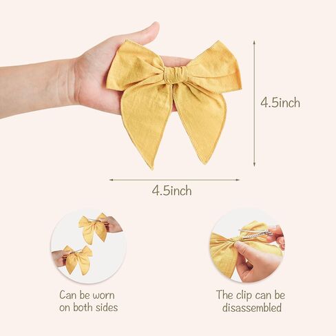 Niceye Fable Girls Bows Bows Cotton Linen Clips Hair Clips أو Little Girls Choilers Kids Leader Handmade Assories - 5.5 "Bow in Kuwait