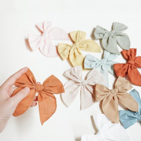 Niceye Fable Girls Bows Bows Cotton Linen Clips Hair Clips أو Little Girls Choilers Kids Leader Handmade Assories - 5.5 "Bow in Kuwait