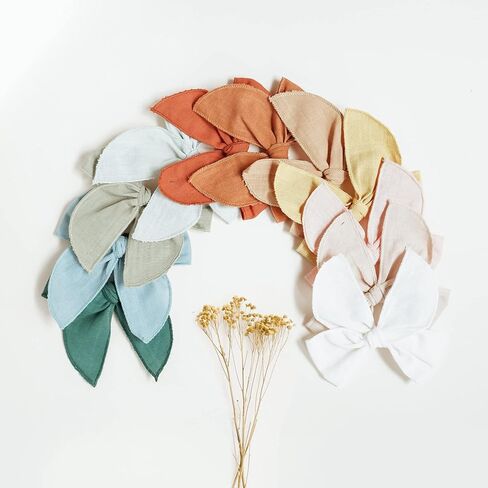 Niceye Fable Girls Bows Bows Cotton Linen Clips Hair Clips أو Little Girls Choilers Kids Leader Handmade Assories - 5.5 "Bow in Kuwait