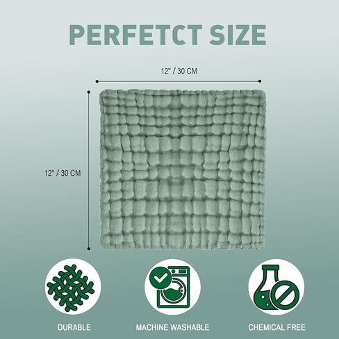 Cuddle Campus Campus Washcloths 6 عبوات ، منجم شاش من شاشات الأطفال ، وملابس تجشير القطن ، وملابس غسل ملتصقة وذاتية إضافية للحديدين الجدد ، و 12 × 12 بوصة in Kuwait