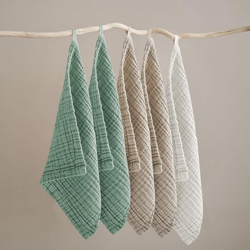 Cuddle Campus Campus Washcloths 6 عبوات ، منجم شاش من شاشات الأطفال ، وملابس تجشير القطن ، وملابس غسل ملتصقة وذاتية إضافية للحديدين الجدد ، و 12 × 12 بوصة in Kuwait