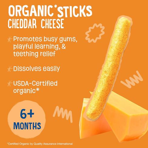 Earth's Best Organic Baby Food, Dissolvable Teething Snack for Babies 6 Months and Older, Strawberry Banana Crunchy Sticks, .56 oz Pack (Pack of 5) in Saudi Arabia