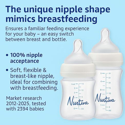 Baby Bottle Set for Newborns - 2 BPA-Free Feeding Bottles (240ml & 300ml) with Silicone Pacifier - 240 ml is from 0-12 Months and 300 ml 12 to 24 Months- Milk Bottle Kit for New Born Babies in Saudi Arabia