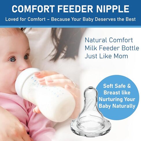 Baby Bottle Set for Newborns - 2 BPA-Free Feeding Bottles (240ml & 300ml) with Silicone Pacifier - 240 ml is from 0-12 Months and 300 ml 12 to 24 Months- Milk Bottle Kit for New Born Babies in Saudi Arabia