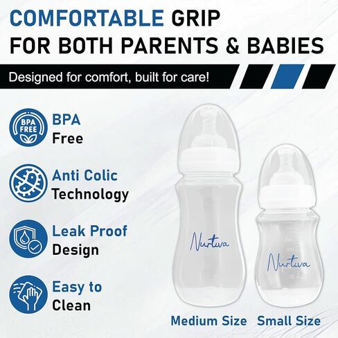 Baby Bottle Set for Newborns - 2 BPA-Free Feeding Bottles (240ml & 300ml) with Silicone Pacifier - 240 ml is from 0-12 Months and 300 ml 12 to 24 Months- Milk Bottle Kit for New Born Babies in Saudi Arabia