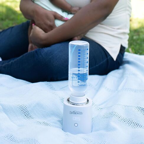 Dr. Brown's Travel Baby Bottle Warmer, Quickly Warms Breast Milk and Water for Formula On-The-Go, Portable, Rechargeable, Cordless with 3 Bottle Adapters in Kuwait