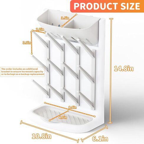 Yieach Larger Vertical Baby Bottle Drying Rack - BPA Free - Space Saving Feeding Bottles Drying Rack Holder for Countertop,Baby Bottle Holder Storage Station for Pacifiers,Pump Accessories Stand,Grey in Saudi Arabia