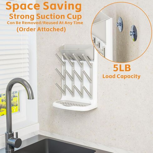 Yieach Larger Vertical Baby Bottle Drying Rack - BPA Free - Space Saving Feeding Bottles Drying Rack Holder for Countertop,Baby Bottle Holder Storage Station for Pacifiers,Pump Accessories Stand,Grey in Saudi Arabia