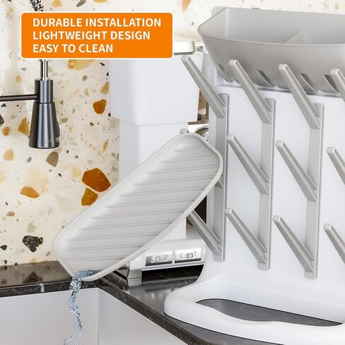 Yieach Larger Vertical Baby Bottle Drying Rack - BPA Free - Space Saving Feeding Bottles Drying Rack Holder for Countertop,Baby Bottle Holder Storage Station for Pacifiers,Pump Accessories Stand,Grey in Saudi Arabia