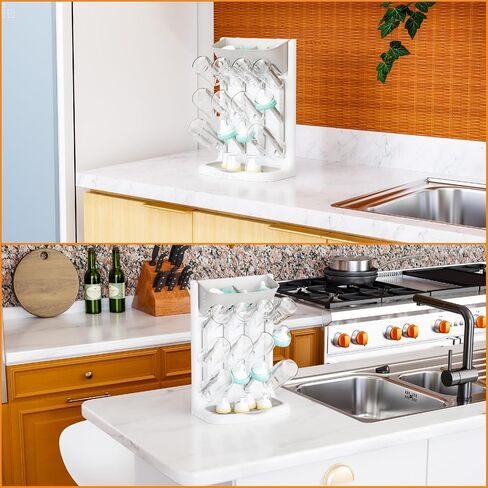 Yieach Larger Vertical Baby Bottle Drying Rack - BPA Free - Space Saving Feeding Bottles Drying Rack Holder for Countertop,Baby Bottle Holder Storage Station for Pacifiers,Pump Accessories Stand,Grey in Saudi Arabia