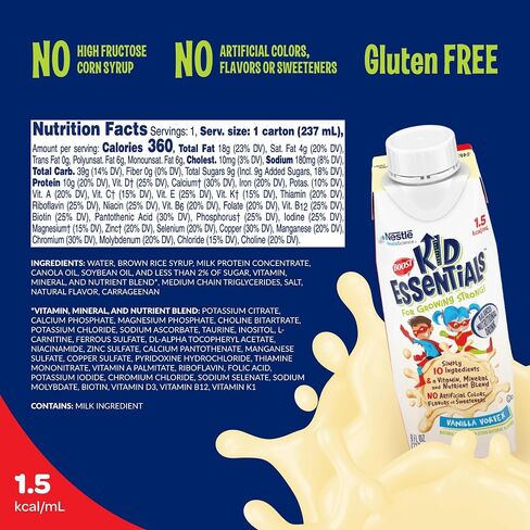 BOOST KID ESSENTIALS 1.5 Balanced Nutritional Drink for Children, Vanilla Vortex, 24 Count in Saudi Arabia