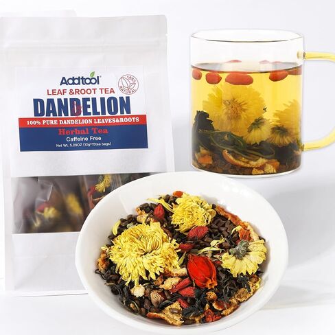 Addtool Dandelion Goji chrysanthemum Tea مع مزيج طبيعي من 7 أعشاب خالية من الكافيين ， تشمل كاسيا بذور ، عرق السوس ، قشر البرتقال ، غاردينيا ، كبد الدعم والكلى ، التخلص من السموم ، شاي الكلى (1Pack ، 150 جرام) in Saudi Arabia