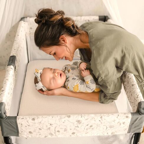 lulumoon Fitted Pack and Play Sheets: Soft Muslin Cotton for Chicco Playard Mattress - Neutral Colors for Boys and Girls in Kuwait