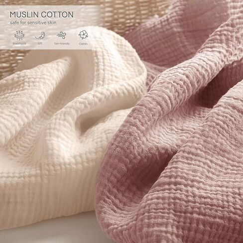 lulumoon Fitted Pack and Play Sheets: Soft Muslin Cotton for Chicco Playard Mattress - Neutral Colors for Boys and Girls in Kuwait