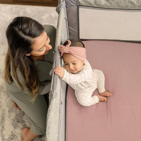 lulumoon Fitted Pack and Play Sheets: Soft Muslin Cotton for Chicco Playard Mattress - Neutral Colors for Boys and Girls in Kuwait