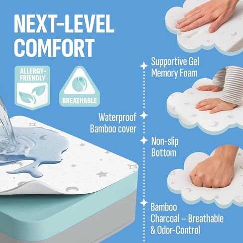 Pack n Play Mattresses(38"x26"x1.5") Bamboo Cover,Breathable,%100 Waterproof,Non-Toxic,Washable I Dual-Sided Gel Memory Foam I Toddler&Baby Pack and Play Mattress Pad Fits Playard&Playpen in Saudi Arabia