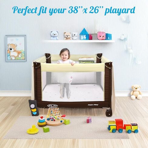 Pack n Play Mattresses(38"x26"x1.5") Bamboo Cover,Breathable,%100 Waterproof,Non-Toxic,Washable I Dual-Sided Gel Memory Foam I Toddler&Baby Pack and Play Mattress Pad Fits Playard&Playpen in Saudi Arabia