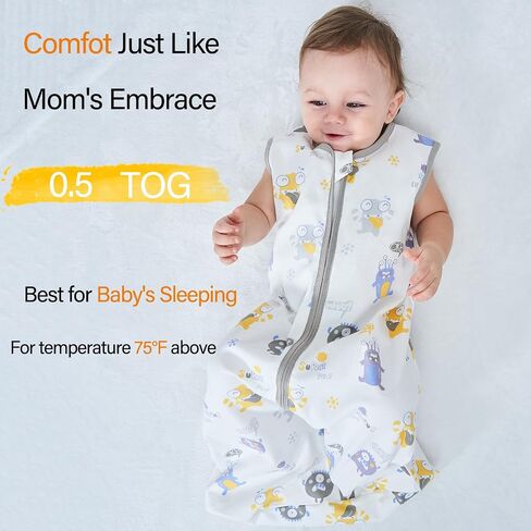 XUNTA 0.5 TOG Sleep Sack 100% Cotton Wearable Blanket, Summer Lightweight Toddler Sleeping Bag with 2-Way Zipper for Boy Girl in Saudi Arabia