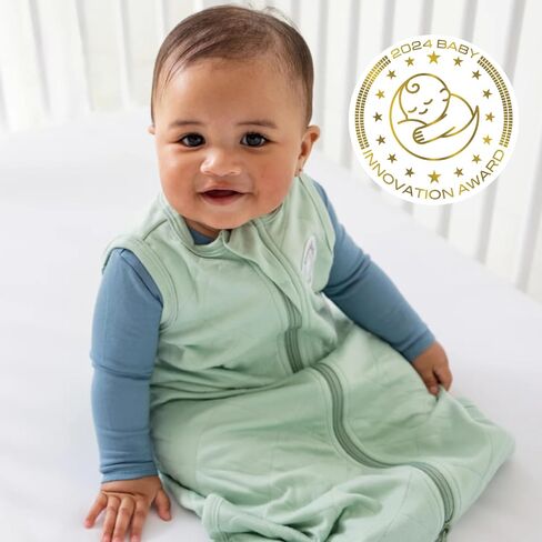 Dreamland Baby Lightweight Bamboo Viscose Sleep Sack (0-6 Months). 1.0 TOG Ultra Soft Blanket w/ 2-Way Zipper. 95% Viscose, 5% Spandex (Sage) in Kuwait
