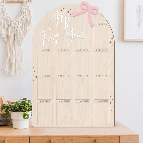 Bosctanuc Large My First Year Picture Frame for 33 x 22 Inch Wooden Photo Board ,12 Monthly Photo Display 1st Birthday Decorations Baby Gift for Newborn Keepsake,Baby Monthly Milestone (Classic, Wood, 33X22) in Saudi Arabia