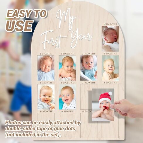 Bosctanuc Large My First Year Picture Frame for 33 x 22 Inch Wooden Photo Board ,12 Monthly Photo Display 1st Birthday Decorations Baby Gift for Newborn Keepsake,Baby Monthly Milestone (Classic, Wood, 33X22) in Saudi Arabia