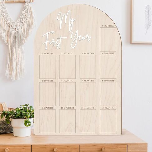 Bosctanuc Large My First Year Picture Frame for 33 x 22 Inch Wooden Photo Board ,12 Monthly Photo Display 1st Birthday Decorations Baby Gift for Newborn Keepsake,Baby Monthly Milestone (Classic, Wood, 33X22) in Saudi Arabia
