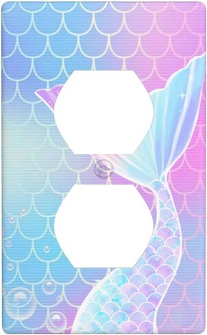 Mermaid Light Switch Cover Cover Electrical Duplex Combination For Kids Girls Bedroom Kitchen Home Bathroom Decor -2 Outlet in Kuwait