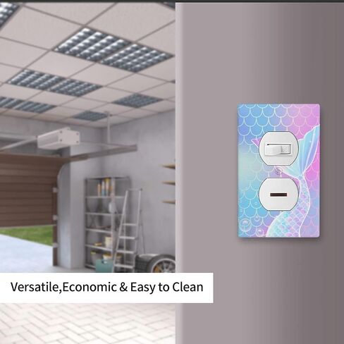 Mermaid Light Switch Cover Cover Electrical Duplex Combination For Kids Girls Bedroom Kitchen Home Bathroom Decor -2 Outlet in Kuwait