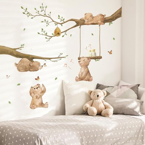 ملصقات جدار الدب Runtoo Woodland Tree Tree Branch جدار شارات للأطفال in Saudi Arabia