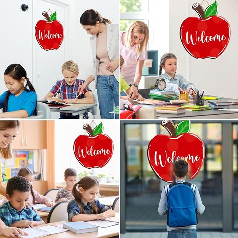 Back to School Welcome Sign Cute School Pencil Wooden Hanging Decoration Welcome Back to School Door Hanger for Teacher Student Classroom Front Porch in Saudi Arabia