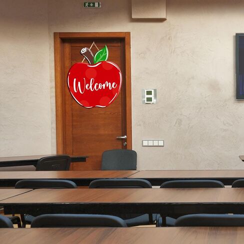 Back to School Welcome Sign Cute School Pencil Wooden Hanging Decoration Welcome Back to School Door Hanger for Teacher Student Classroom Front Porch in Saudi Arabia