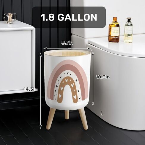 Trash Can with Lid Nursery Print for Playroom Kids Baby Bedrooms Small Garbage Can with Legs Waste Bin Press Cover Wastebasket for Kitchen Bathroom Living Room 7L/1.8 Gallon in Kuwait