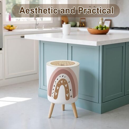 Trash Can with Lid Nursery Print for Playroom Kids Baby Bedrooms Small Garbage Can with Legs Waste Bin Press Cover Wastebasket for Kitchen Bathroom Living Room 7L/1.8 Gallon in Kuwait