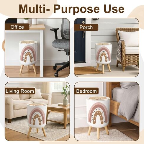 Trash Can with Lid Nursery Print for Playroom Kids Baby Bedrooms Small Garbage Can with Legs Waste Bin Press Cover Wastebasket for Kitchen Bathroom Living Room 7L/1.8 Gallon in Kuwait