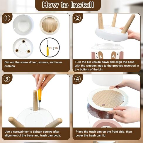 Trash Can with Lid Nursery Print for Playroom Kids Baby Bedrooms Small Garbage Can with Legs Waste Bin Press Cover Wastebasket for Kitchen Bathroom Living Room 7L/1.8 Gallon in Kuwait