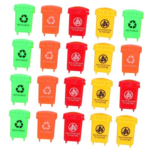 Toyvian 20pcs Mini Trash Can - Mini Toy Garbage Can - Small Desktop Storage Bin with Lids for Trash Party Favor Garbage Truck Birthday Decoration in Kuwait