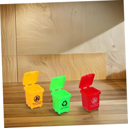 Toyvian 20pcs Mini Trash Can - Mini Toy Garbage Can - Small Desktop Storage Bin with Lids for Trash Party Favor Garbage Truck Birthday Decoration in Kuwait