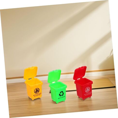 Toyvian 20pcs Mini Trash Can - Mini Toy Garbage Can - Small Desktop Storage Bin with Lids for Trash Party Favor Garbage Truck Birthday Decoration in Kuwait